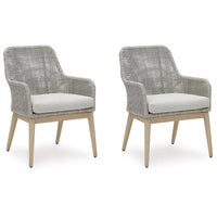 Yami Patio Armchair, Set of 2, Wooden Angled Legs, Gray Resin Wicker