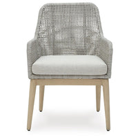 Yami Patio Armchair, Set of 2, Wooden Angled Legs, Gray Resin Wicker