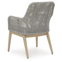 Yami Patio Armchair, Set of 2, Wooden Angled Legs, Gray Resin Wicker
