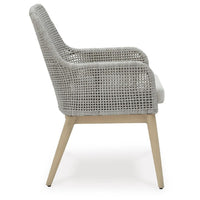 Yami Patio Armchair, Set of 2, Wooden Angled Legs, Gray Resin Wicker