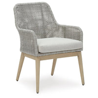 Yami Patio Armchair, Set of 2, Wooden Angled Legs, Gray Resin Wicker