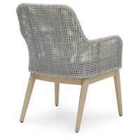 Yami Patio Armchair, Set of 2, Wooden Angled Legs, Gray Resin Wicker