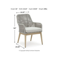 Yami Patio Armchair, Set of 2, Wooden Angled Legs, Gray Resin Wicker