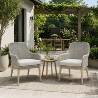 Yami Patio Armchair, Set of 2, Wooden Angled Legs, Gray Resin Wicker