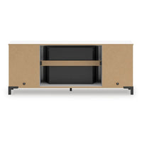 Levvy TV Stand Media Console, Electric Fireplace, Storage, White Wood 60 Inch-BM353006