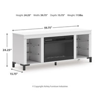 Levvy TV Stand Media Console, Electric Fireplace, Storage, White Wood 60 Inch-BM353006
