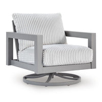 Jazzy Outdoor Swivel Chair with Corded Fabric Cushions, Gray Aluminum