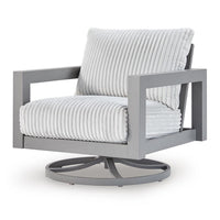 Jazzy Outdoor Swivel Chair with Corded Fabric Cushions, Gray Aluminum