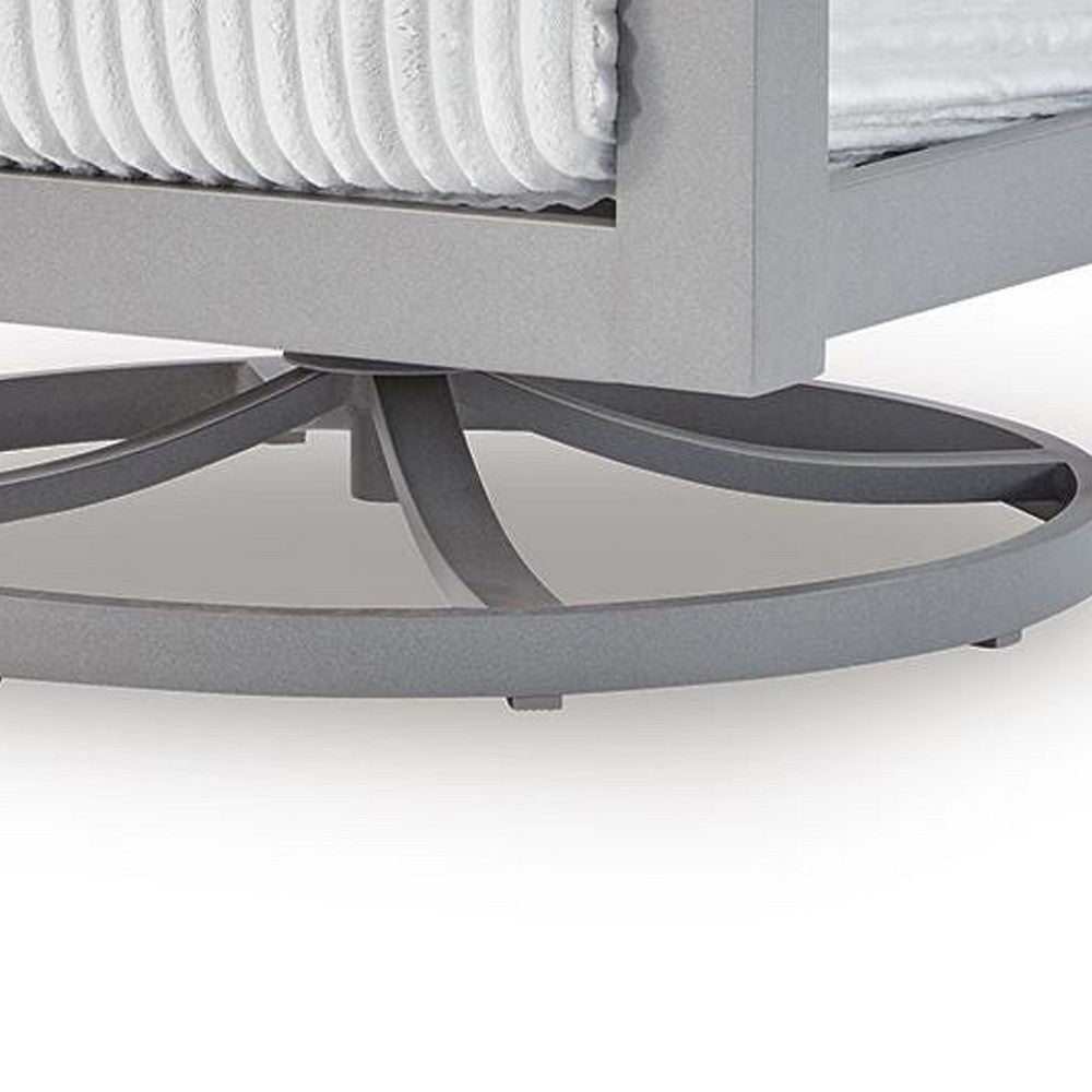 Jazzy Outdoor Swivel Chair with Corded Fabric Cushions, Gray Aluminum