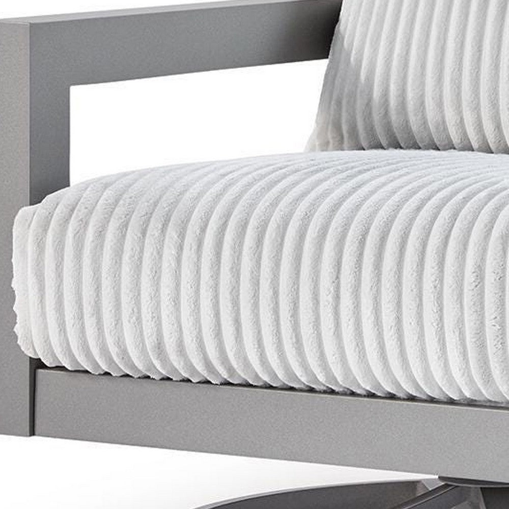 Jazzy Outdoor Swivel Chair with Corded Fabric Cushions, Gray Aluminum