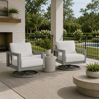 Jazzy Outdoor Swivel Chair with Corded Fabric Cushions, Gray Aluminum