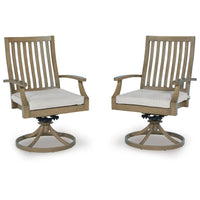 Inaya Patio Swivel-Rocker Chair Set, Slatted Aluminum, Beige Fabric-BM353013