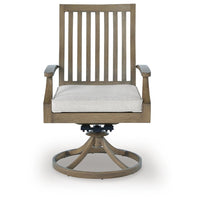 Inaya Patio Swivel-Rocker Chair Set, Slatted Aluminum, Beige Fabric-BM353013