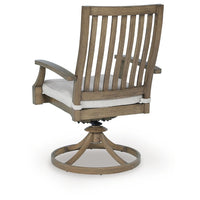 Inaya Patio Swivel-Rocker Chair Set, Slatted Aluminum, Beige Fabric-BM353013