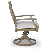 Inaya Patio Swivel-Rocker Chair Set, Slatted Aluminum, Beige Fabric-BM353013
