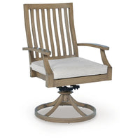 Inaya Patio Swivel-Rocker Chair Set, Slatted Aluminum, Beige Fabric-BM353013