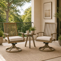 Inaya Patio Swivel-Rocker Chair Set, Slatted Aluminum, Beige Fabric-BM353013