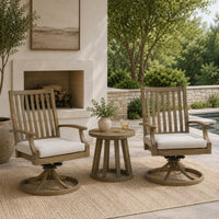 Inaya Patio Swivel-Rocker Chair Set, Slatted Aluminum, Beige Fabric-BM353013