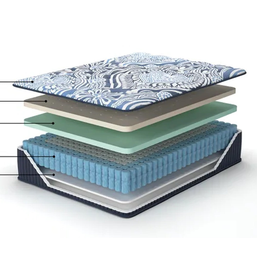 Xyno Queen Size Mattress, Memory Foam, Cooling Gel Latex, Dark Blue Fabric 15 Inch-BM353027