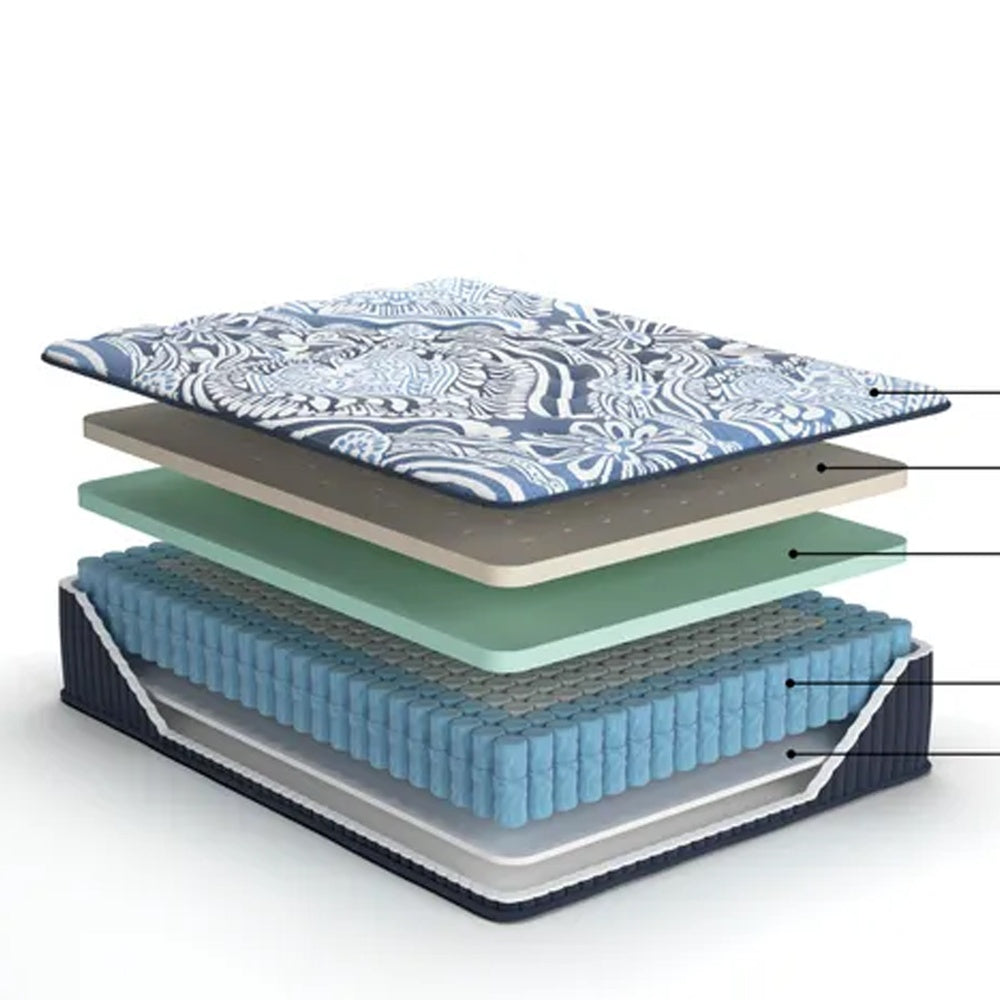 Xyno Queen Size Mattress, Memory Foam, Cooling Gel Latex, Dark Blue Fabric 15 Inch-BM353027