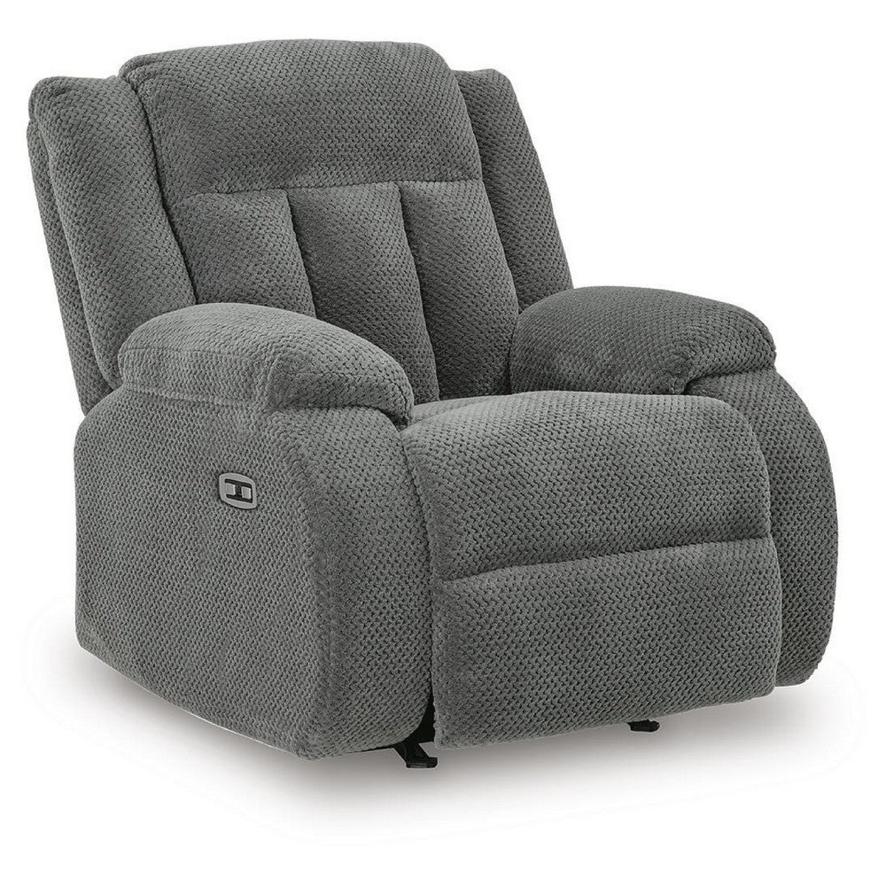 Duke Power Rocker Recliner Chair, Pillow Top Arms, USB Ports, Gray Velvet