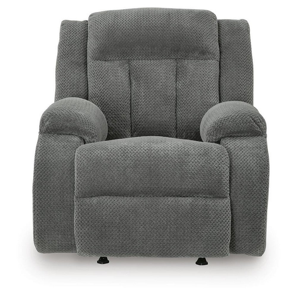 Duke Power Rocker Recliner Chair, Pillow Top Arms, USB Ports, Gray Velvet