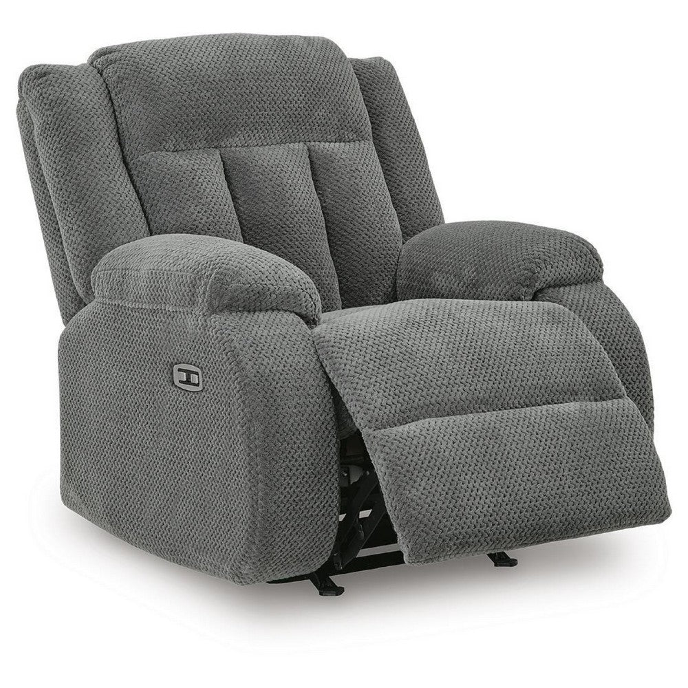 Duke Power Rocker Recliner Chair, Pillow Top Arms, USB Ports, Gray Velvet