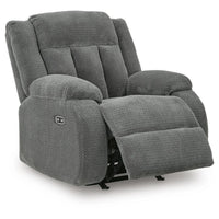 Duke Power Rocker Recliner Chair, Pillow Top Arms, USB Ports, Gray Velvet