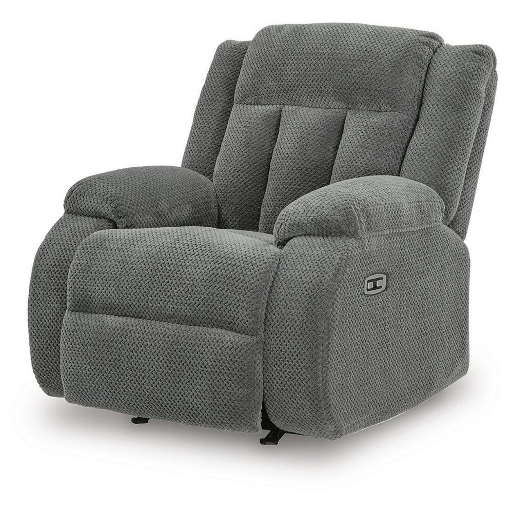 Duke Power Rocker Recliner Chair, Pillow Top Arms, USB Ports, Gray Velvet