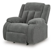 Duke Power Rocker Recliner Chair, Pillow Top Arms, USB Ports, Gray Velvet