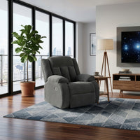 Duke Power Rocker Recliner Chair, Pillow Top Arms, USB Ports, Gray Velvet