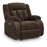 Duke Power Rocker Recliner Chair, Pillow Top Arms, USB Ports, Brown Velvet