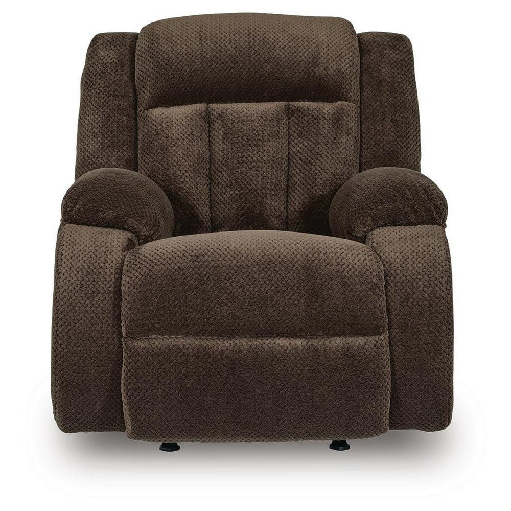 Duke Power Rocker Recliner Chair, Pillow Top Arms, USB Ports, Brown Velvet
