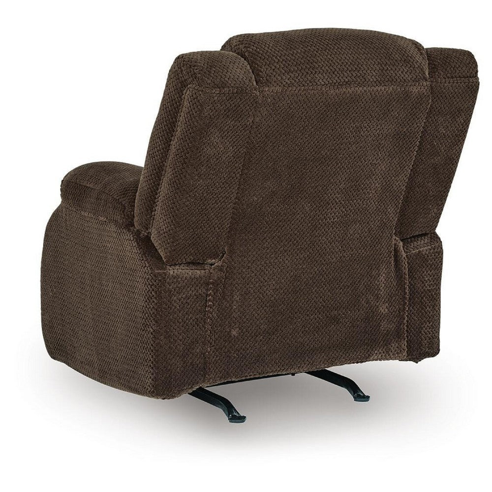 Duke Power Rocker Recliner Chair, Pillow Top Arms, USB Ports, Brown Velvet