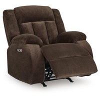 Duke Power Rocker Recliner Chair, Pillow Top Arms, USB Ports, Brown Velvet