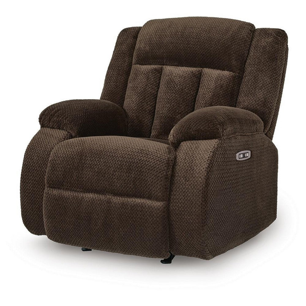 Duke Power Rocker Recliner Chair, Pillow Top Arms, USB Ports, Brown Velvet