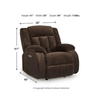 Duke Power Rocker Recliner Chair, Pillow Top Arms, USB Ports, Brown Velvet