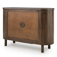 Maira Accent Cabinet with Fluted Glass Doors, Brown Mango Wood 48 Inch