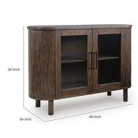 Maira Accent Cabinet with Fluted Glass Doors, Brown Mango Wood 48 Inch