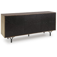 Monty Starburst Accent Cabinet, Metal Legs, Storage, Gray-Brown Wood 64 Inch
