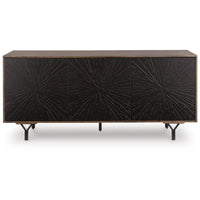 Monty Starburst Accent Cabinet, Metal Legs, Storage, Gray-Brown Wood 64 Inch