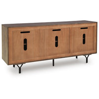 Monty Starburst Accent Cabinet, Metal Legs, Storage, Gray-Brown Wood 64 Inch