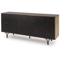 Monty Starburst Accent Cabinet, Metal Legs, Storage, Gray-Brown Wood 64 Inch