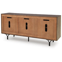 Monty Starburst Accent Cabinet, Metal Legs, Storage, Gray-Brown Wood 64 Inch