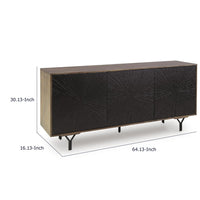 Monty Starburst Accent Cabinet, Metal Legs, Storage, Gray-Brown Wood 64 Inch