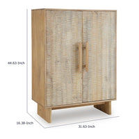 Dally Accent Cabinet with 2 Carved Doors, Whitewash Mango Wood 45 Inch