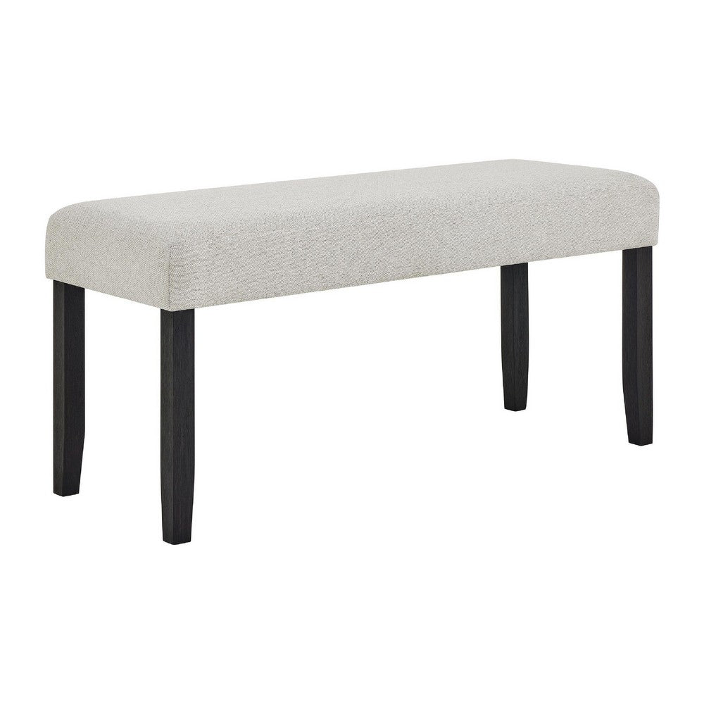 Juli Dining Bench, Gray Fabric Cushion, Wire Brushed Black Wood 41 Inch - BM353078