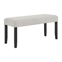 Juli Dining Bench, Gray Fabric Cushion, Wire Brushed Black Wood 41 Inch - BM353078