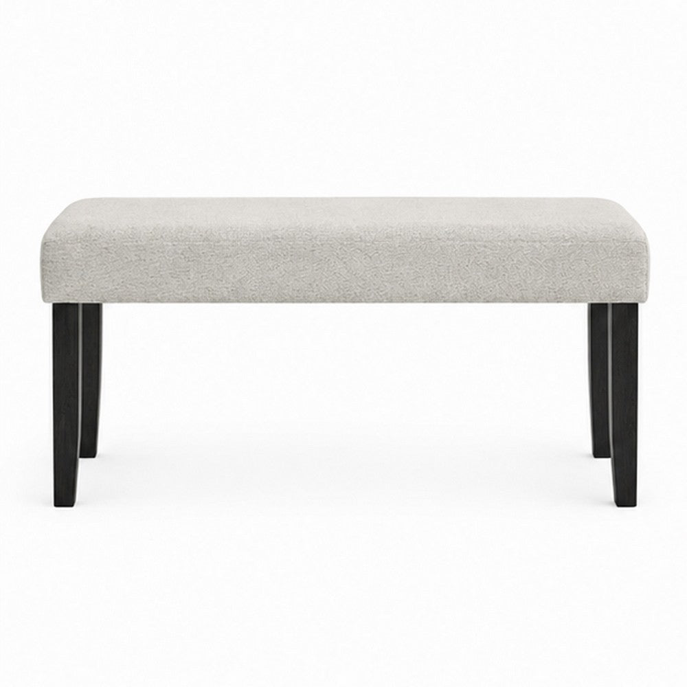 Juli Dining Bench, Gray Fabric Cushion, Wire Brushed Black Wood 41 Inch - BM353078