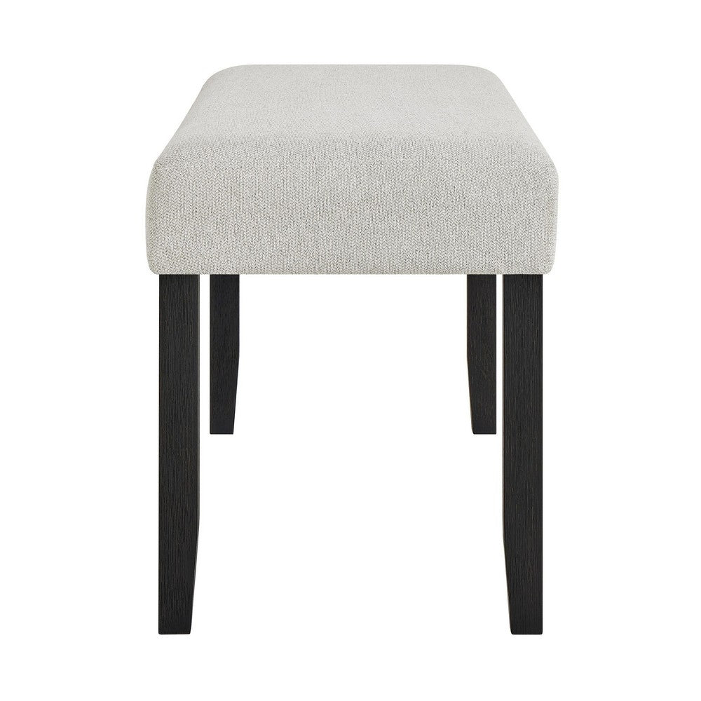 Juli Dining Bench, Gray Fabric Cushion, Wire Brushed Black Wood 41 Inch - BM353078